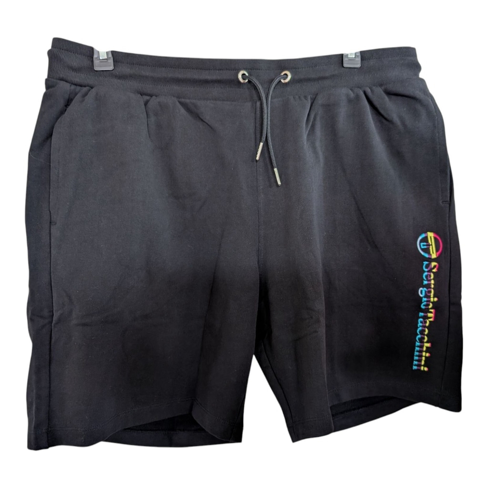 NEW Sergio Tacchini ALTOMONTE SHORTS Sz 2X Black RETRO Design Gym Running Tennis